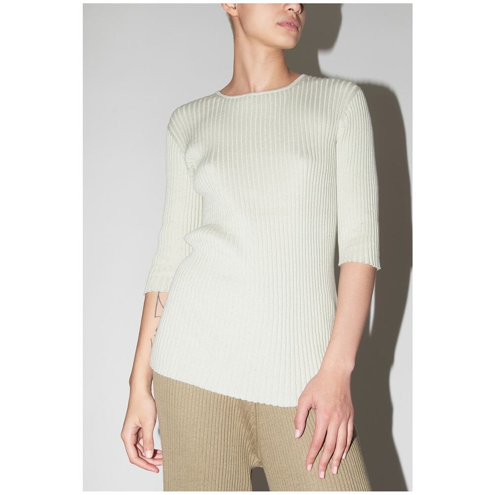 Lauren Manoogian Mulberry Silk Organic Cotton Column Tee Top Sz 1 Small Menthol